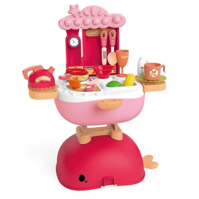 3 in 1 Kitchen Set for Kids, Portable Pretend Play Toys for Kids with Suitcase (1 Set)