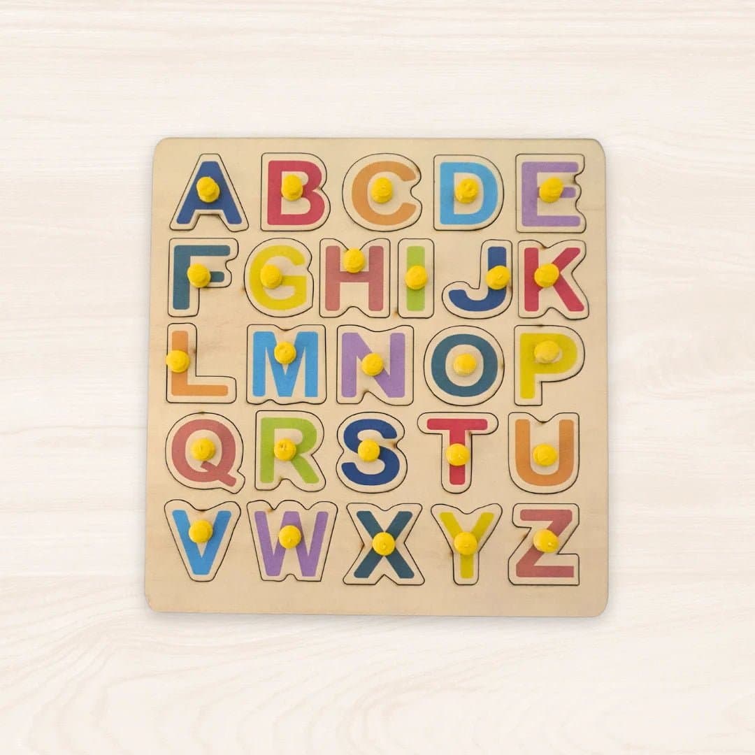 Wooden Puzzle Board ABC Letters Shapes Educational Learning Toys (1 Set)