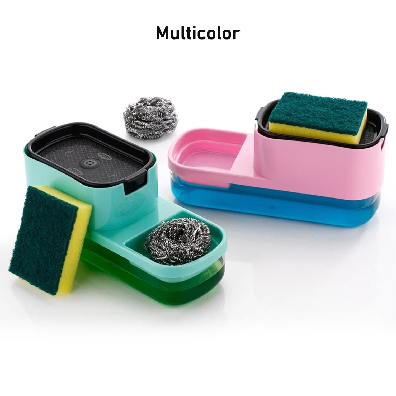 2 in 1 Plastic Dish Soap Liquid Dispenser Sponge Holder (1 Set) thumbnail 2