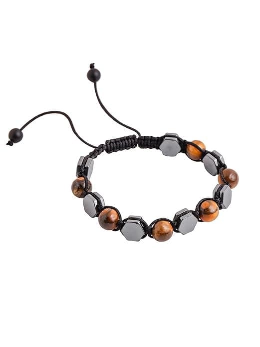 Yellow Chimes Beads Bracelets for Men | Fashion Black Bracelet | Sretchable Mens Bracelets Irregular Stone Bracelet For Boys| Hand Accessories for Men | Birthday Anniversary Gift for Men & Husband