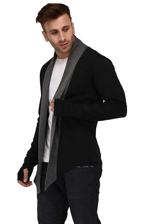 DENIMHOLIC Thumbhole Open Long Cardigan Full Sleeve Shrug for Men thumbnail 3