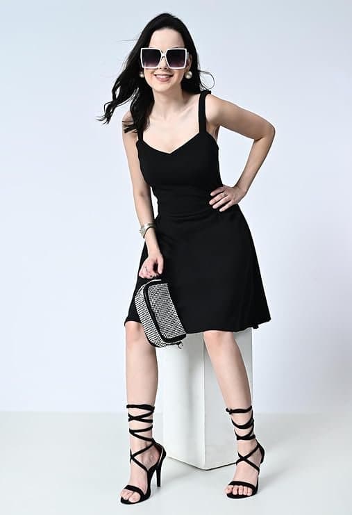 OWL MINK Women's Summer Sweatheart Neck Sleeveless, Fit and Flare Dress, Knee Length Dress,Beach/Party/Wedding Guest Dresses thumbnail 4