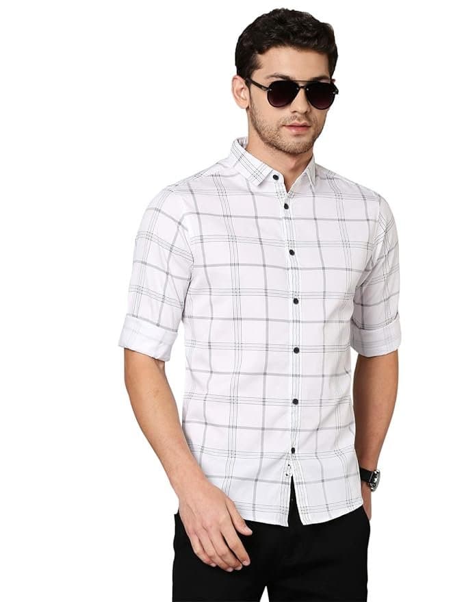 Dennis Lingo Men's Checkered Slim Fit Cotton Casual Shirt thumbnail 5