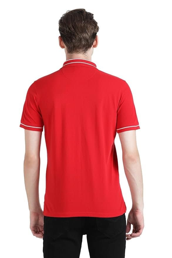 Peter England Men's Regular Fit Branded Insignia Half Sleeve Polo T-Shirt | Cotton Rich | Premium Pique Weave thumbnail 6